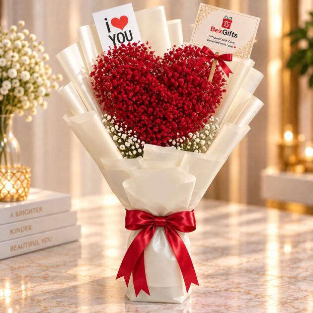 Heart of Love Gypsophila Bouquet