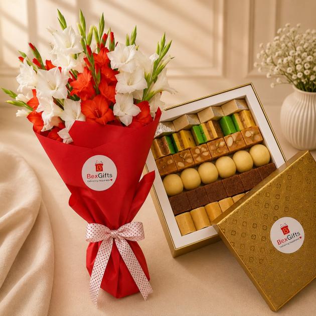 Elegant Glade Bouquet & Mithai Delight