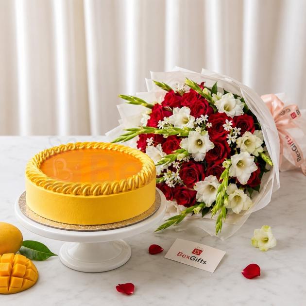 Mango Cake & Floral Elegance